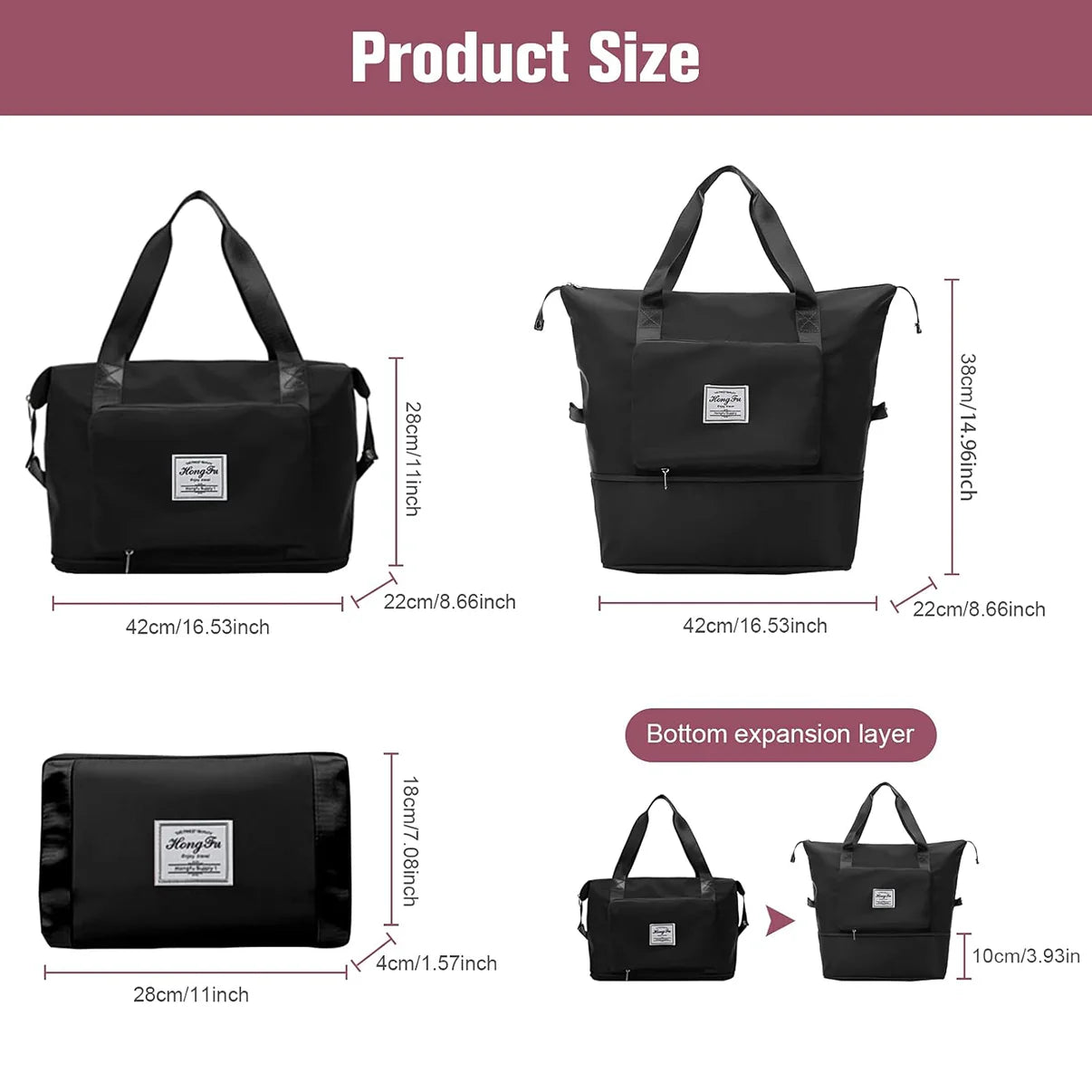 Foldable Travel Duffel Bag With Pocket