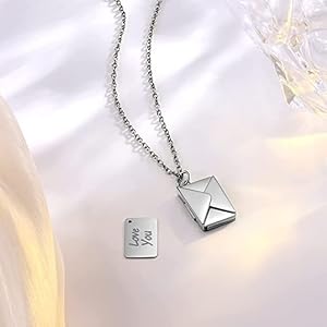 Engraved Envelope Necklace - Silver