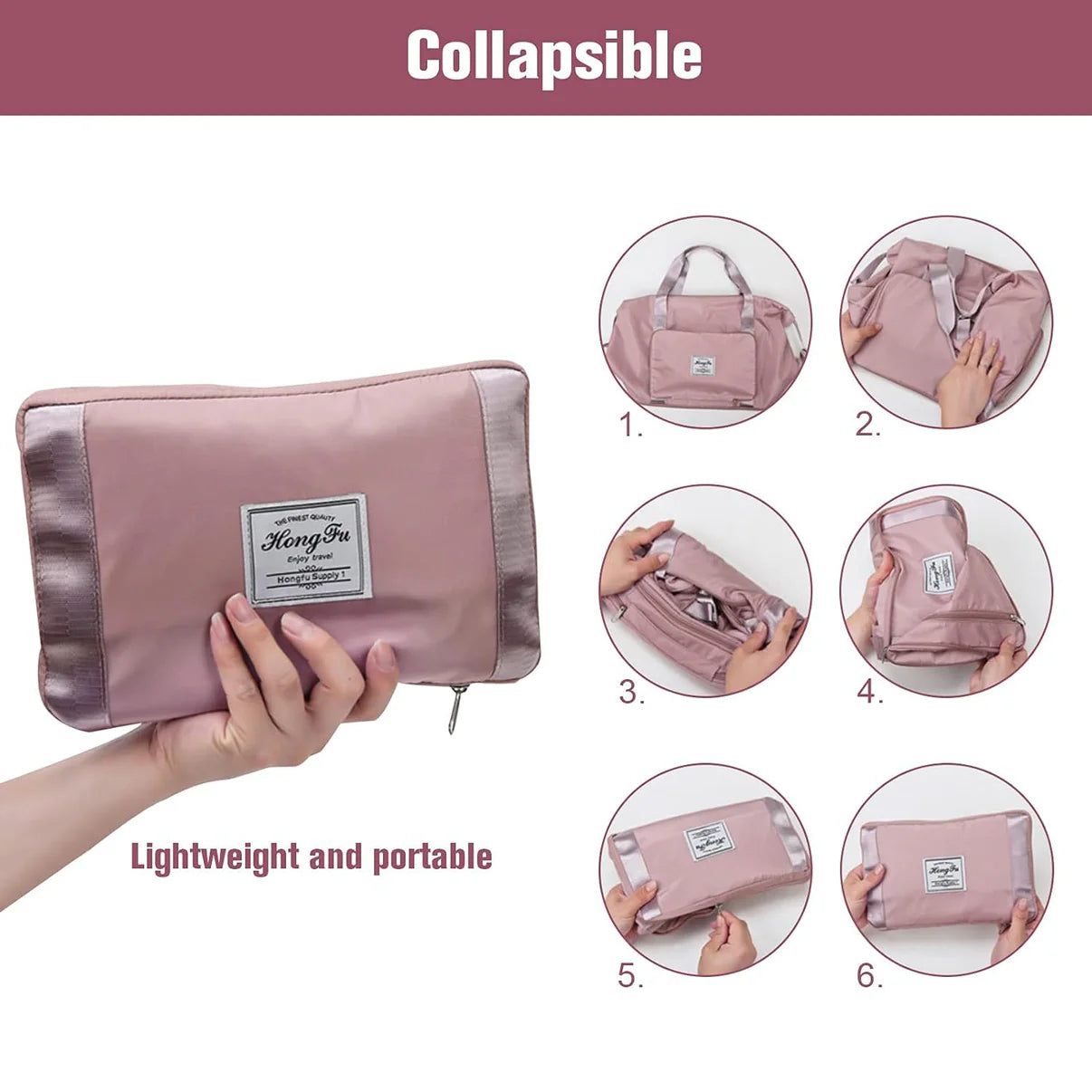 Foldable Travel Duffel Bag With Pocket