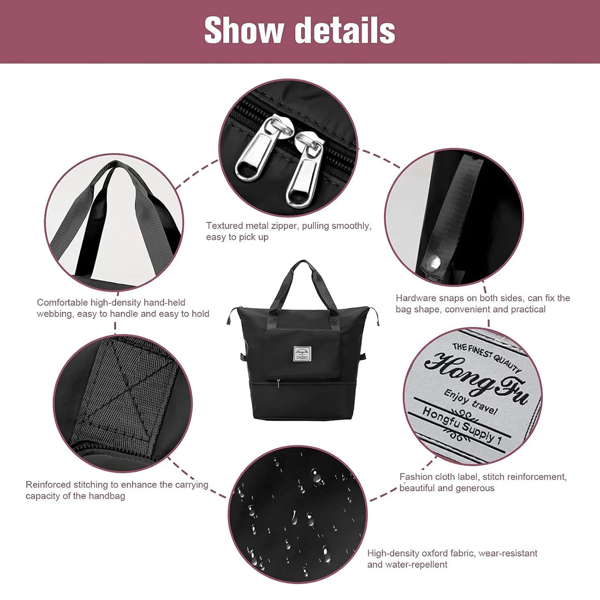 Foldable Travel Duffel Bag With Pocket