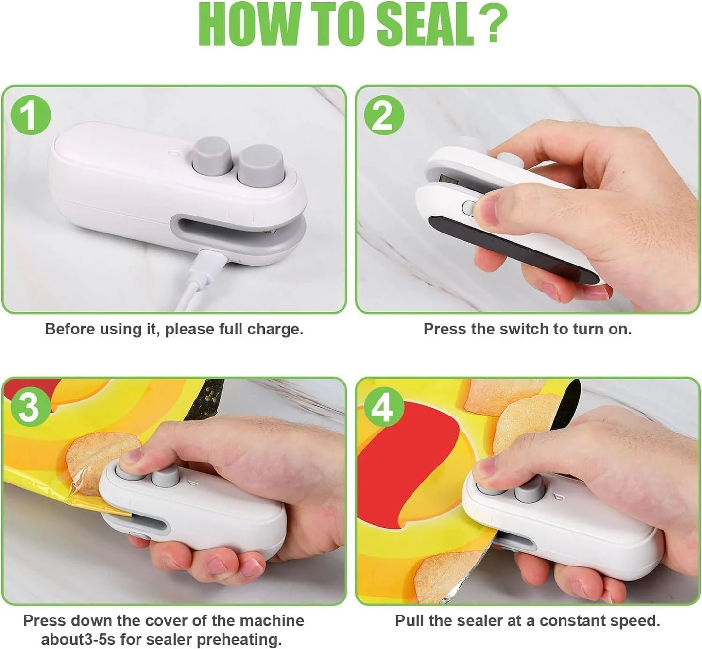 Rechargeable 2 in 1 Portable Sealing machine (6 Months Warranty)