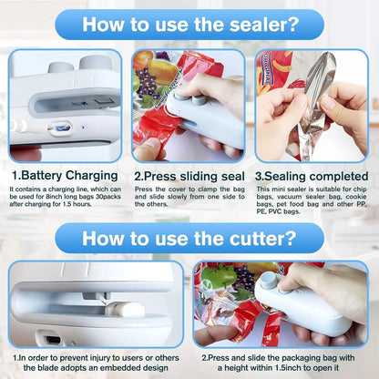 Rechargeable 2 in 1 Portable Sealing machine (6 Months Warranty)