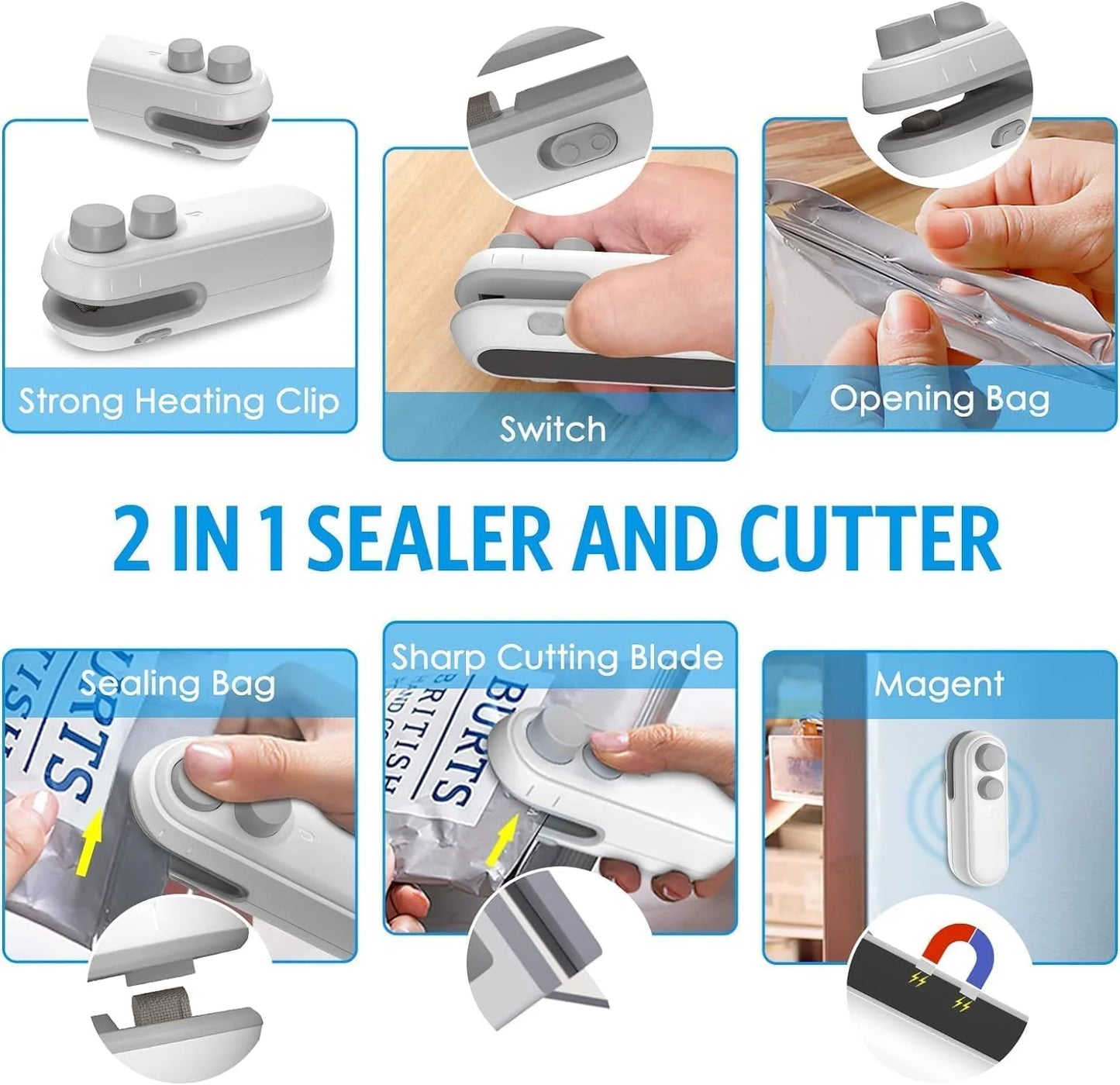 Rechargeable 2 in 1 Portable Sealing machine (6 Months Warranty)