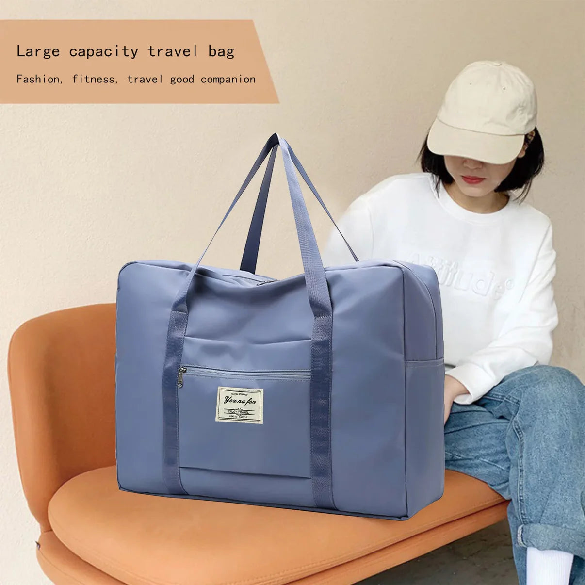 Foldable Travel Duffel Bag With Pocket