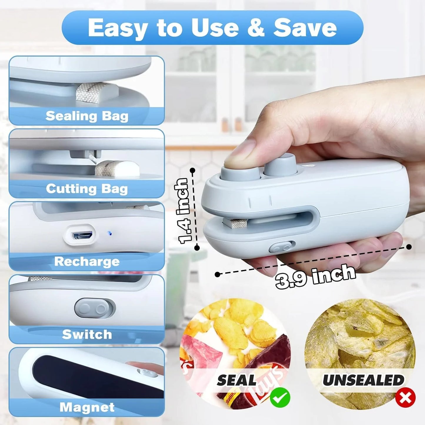 Rechargeable 2 in 1 Portable Sealing machine (6 Months Warranty)