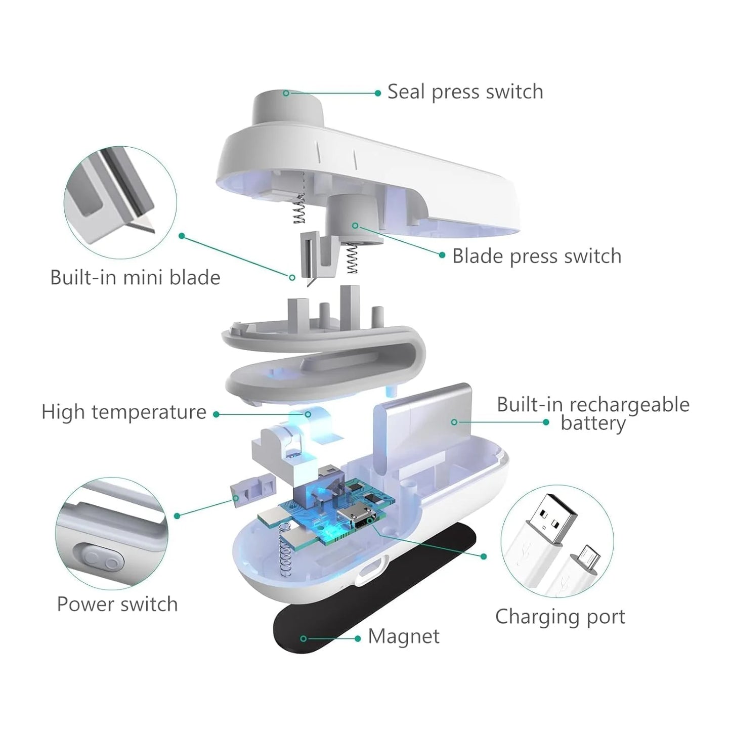 Rechargeable 2 in 1 Portable Sealing machine (6 Months Warranty)