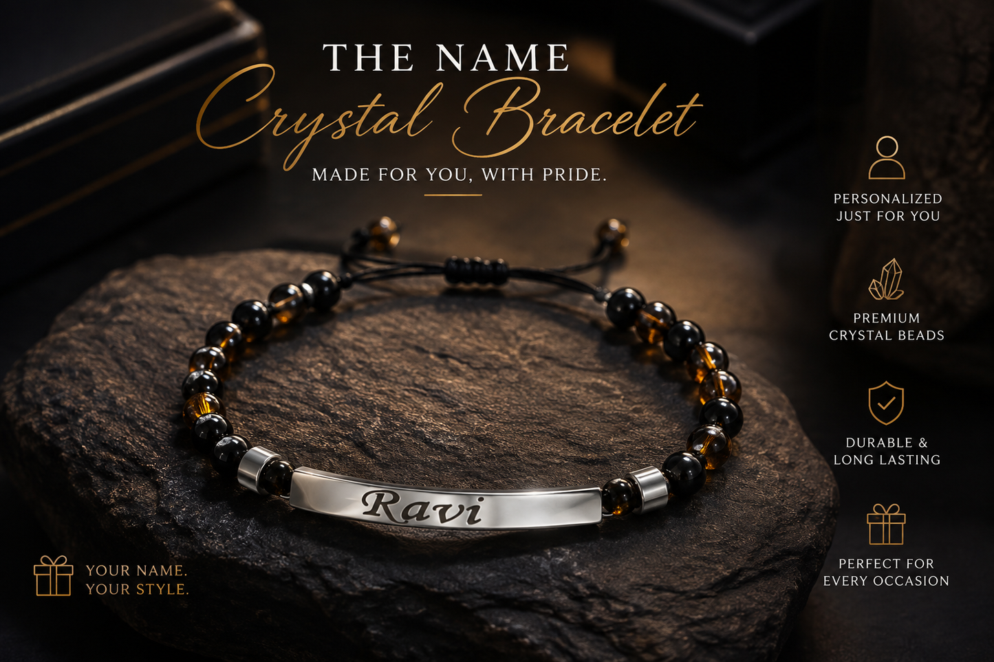 Personalised Crystal Unisex Bracelet