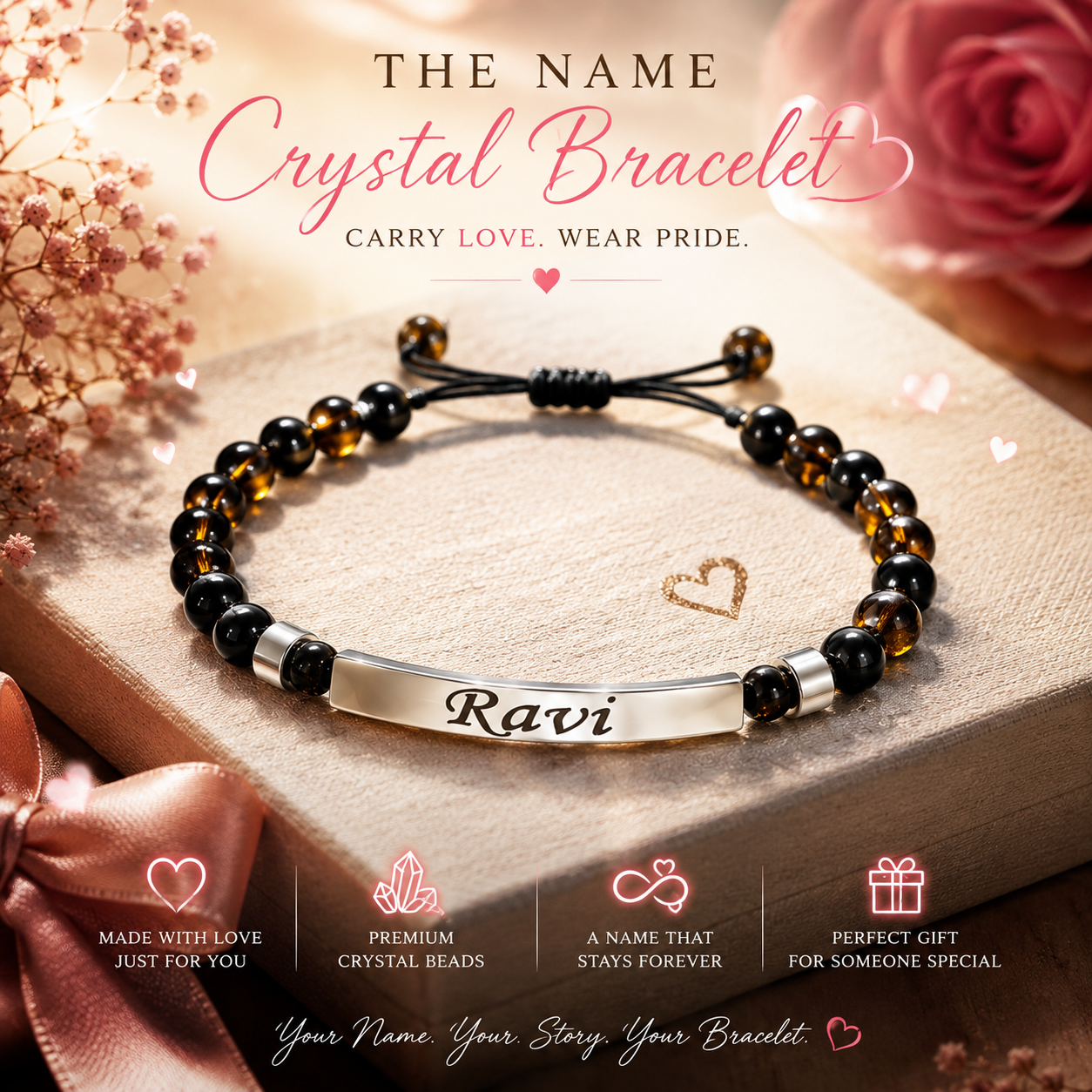 Personalised Crystal Unisex Bracelet