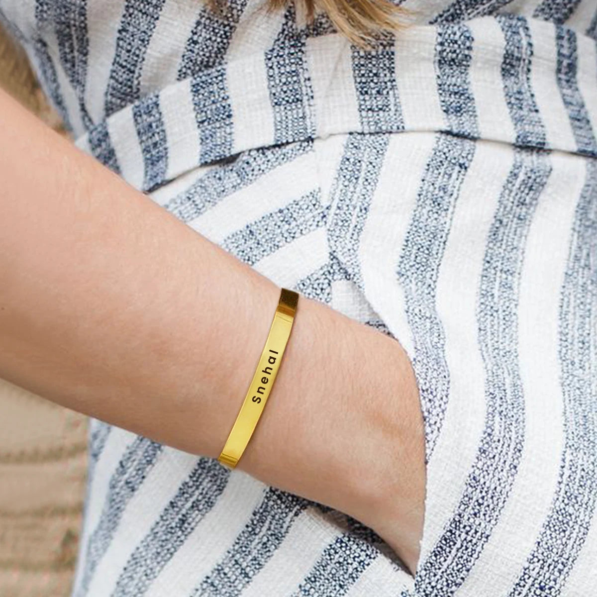 Anti-Tarnish Cuff Styled Unisex Name Kada