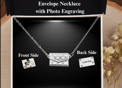Engraved Envelope Necklace - Silver