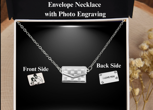 Engraved Envelope Necklace - Silver