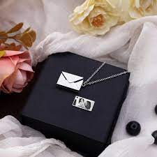Engraved Envelope Necklace - Silver