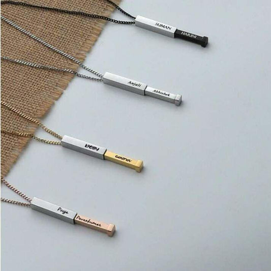 Personalised Unisex Hidden Bar Pendant